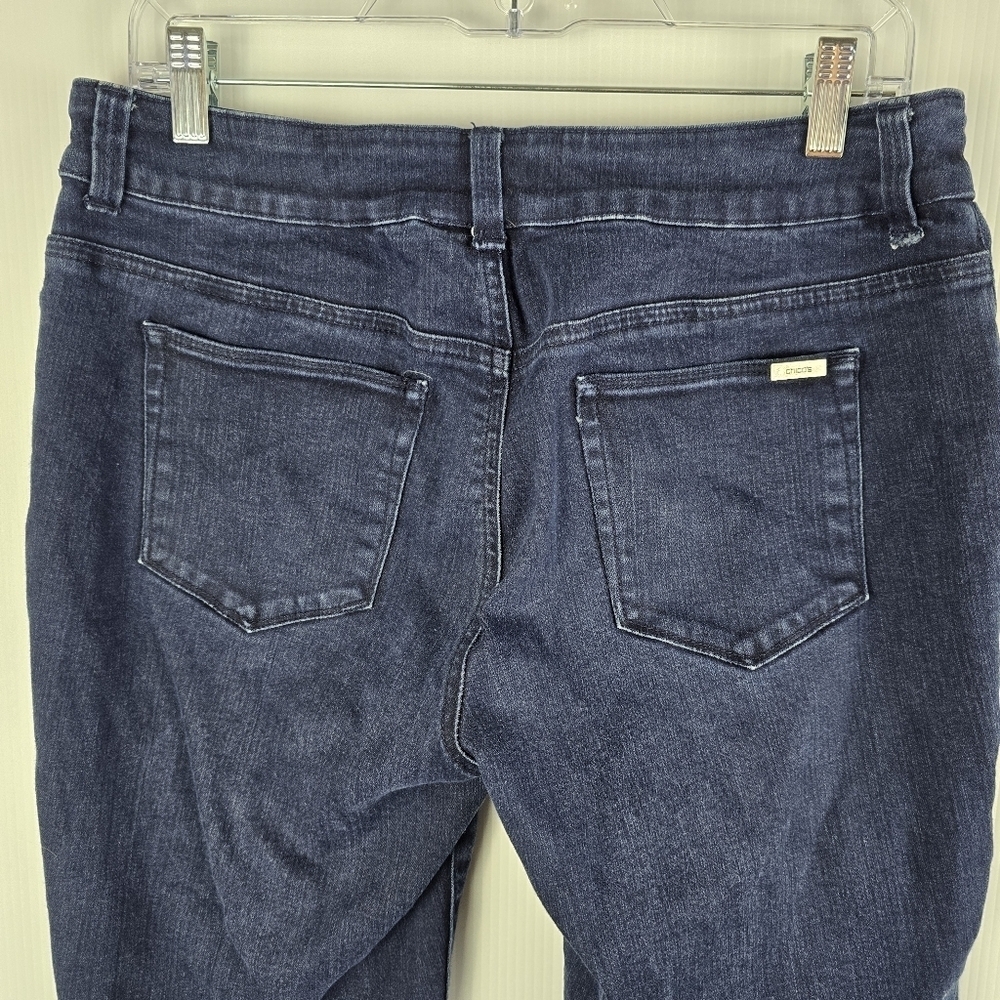 Chico's So Slimming Dark Wash Ankle Length Jeans Straight Leg Stretchy Size 1=8 - Picture 13 of 15